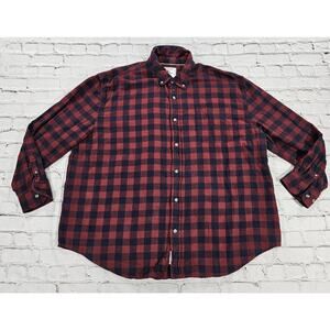 Cactus Man Plaid Flannel Shirt Red Blue Long Sleeve Button Up MENS SIZE 2XL